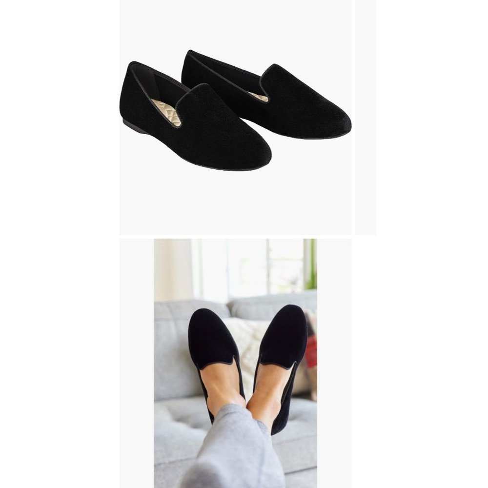 NEW! Birdies Women's Black Starling Velvet Slip On Casual Flats Loafer Shoes 8